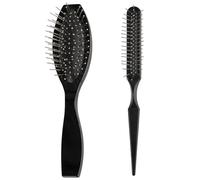 LLMSIX Lot de 2 brosses à perruque en acier inoxydable synthétique avec pointes sphériques - Brosse démêlante douce pour perruque - Taille voyage - Pour définir et séparer les boucles, les perruques