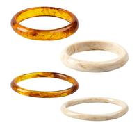 LLMSIX Lot de 4 bracelets empilables en acrylique pour femme - Blanc et marron - En résine d'acétate - Bracelets irréguliers épais - Cadeau