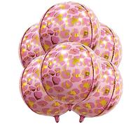 LLMSIX Lot de 6 ballons géants ronds en aluminium pour décoration de fête à thème thème léopard - 55,9 cm - motif léopard - pour décoration de fête à thème, mariage (rose)