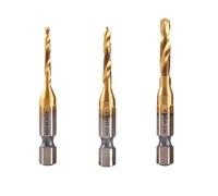 LLMWFA 3 pièces forets à tige hexagonale HSS robinet outils main, M3 M4 M5 embouts vis métriques, plaqué or/argent titane(Gold)