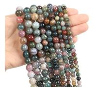 LLMWFA 90/45/38 pièces de PerIes d'agates d'obsidienne Turquoises Quartz, pierre naturelle 4 6 8 10mm, rondes d'oeil tigre for le bricolage(Indian agate,6mm x 60)