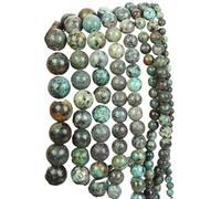 LLMWFA 90/45/38 pièces de PerIes d'agates d'obsidienne Turquoises Quartz, pierre naturelle 4 6 8 10mm, rondes d'oeil tigre for le bricolage(African Turquoise,6mm x 60)