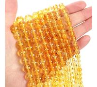 LLMWFA 90/45/38 pièces de PerIes d'agates d'obsidienne Turquoises Quartz, pierre naturelle 4 6 8 10mm, rondes d'oeil tigre for le bricolage(Citrine,4mm x 90)