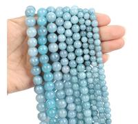 LLMWFA 90/45/38 pièces de PerIes d'agates d'obsidienne Turquoises Quartz, pierre naturelle 4 6 8 10mm, rondes d'oeil tigre for le bricolage(Aquamarine,4mm x 90)