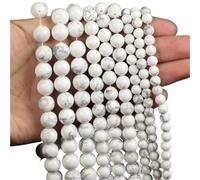 LLMWFA 90/45/38 pièces de PerIes d'agates d'obsidienne Turquoises Quartz, pierre naturelle 4 6 8 10mm, rondes d'oeil tigre for le bricolage(Howlite,8mm x 45)