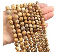 LLMWFA 90/45/38 pièces de PerIes d'agates d'obsidienne Turquoises Quartz, pierre naturelle 4 6 8 10mm, rondes d'oeil tigre for le bricolage(Picture jasper,6mm x 60)