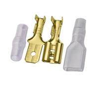 LLMWFA Connecteurs de fils électriques 2,8 mm 4, 6,3, ensemble gaines transparentes femelles et mâles, cosses à sertir froid, 50 pièces(Gold,4.8mm)