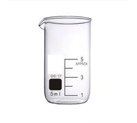 LLMWFA Gobelet doseur transparent for laboratoire, gobelet en verre for utilisation ou cuisine, avec bec verseur V 5 ml/10 ml/50 ml/100 ml, 1 pièce(5)