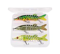 LLMWFA Leurres Wobbler Premium 8/10/13,5 cm, 8/10/17/19 g Swimbait coulant, Kit d'appâts artificiels for la pêche au brochet Lot de 3(Dark Green)