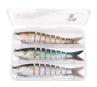 LLMWFA Leurres Wobbler Premium 8/10/13,5 cm, 8/10/17/19 g Swimbait coulant, Kit d'appâts artificiels for la pêche au brochet Lot de 3(Light Blue)