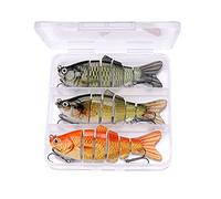 LLMWFA Leurres Wobbler Premium 8/10/13,5 cm, 8/10/17/19 g Swimbait coulant, Kit d'appâts artificiels for la pêche au brochet Lot de 3(Green)