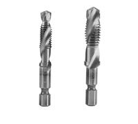 LLMWFA M8Drill Bits M10 forets, jeu de à taraud plaqué titane HSS métrique, petit outil tige hexagonale 2 pièces(Silver)