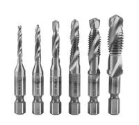 LLMWFA Outil de taraudage filetage M3 M4 M5 M6 M8 M10, taraud métrique à HSS or argent, outils main plaqués titane 6 pièces(Silver)