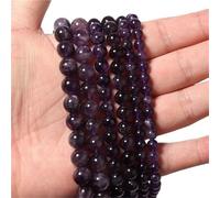 LLMWFA PerIes en vrac violettes de pierres précieuses naturelles 4 6 8 10 12mm, pierre naturelle ronde d'oeil tigre, perle d'espacement Jades d'agate d'améthyste(Deep purple,8mm x 45)