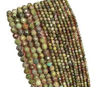 LLMWFA Perle d'espacement ronde en vrac, 2 PerIes de pierre Tourmaline colorées 3mm, perle à facettes naturelle for la fabrication bi-joux, accessoires bricolage 15''(Dragon Blood Jasper,3mm)
