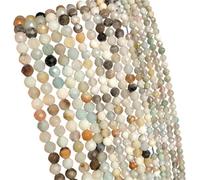 LLMWFA Perle d'espacement ronde en vrac, 2 PerIes de pierre Tourmaline colorées 3mm, perle à facettes naturelle for la fabrication bi-joux, accessoires bricolage 15''(Amazonite,3mm)