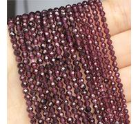 LLMWFA Perle d'espacement ronde en vrac, 2 PerIes de pierre Tourmaline colorées 3mm, perle à facettes naturelle for la fabrication bi-joux, accessoires bricolage 15''(Garnet,2mm)