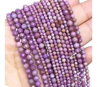LLMWFA Perle d'espacement ronde en vrac, 2 PerIes de pierre Tourmaline colorées 3mm, perle à facettes naturelle for la fabrication bi-joux, accessoires bricolage 15''(Purple Mica,2mm)