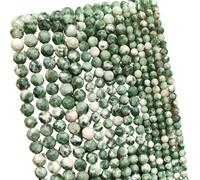 LLMWFA Perle d'espacement ronde en vrac, 2 PerIes de pierre Tourmaline colorées 3mm, perle à facettes naturelle for la fabrication bi-joux, accessoires bricolage 15''(Green Spot Jasper,2mm)