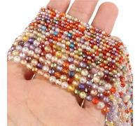 LLMWFA Perle d'espacement ronde en vrac, 2 PerIes de pierre Tourmaline colorées 3mm, perle à facettes naturelle for la fabrication bi-joux, accessoires bricolage 15''(Multicolor,2mm)