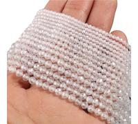 LLMWFA Perle d'espacement ronde en vrac, 2 PerIes de pierre Tourmaline colorées 3mm, perle à facettes naturelle for la fabrication bi-joux, accessoires bricolage 15''(Clear White,2mm)