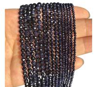 LLMWFA Perle d'espacement ronde en vrac, 2 PerIes de pierre Tourmaline colorées 3mm, perle à facettes naturelle for la fabrication bi-joux, accessoires bricolage 15''(Blue Sandstone,2mm)