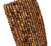 LLMWFA Perle d'espacement ronde en vrac, 2 PerIes de pierre Tourmaline colorées 3mm, perle à facettes naturelle for la fabrication bi-joux, accessoires bricolage 15''(Yellow Tiger eye,3mm)