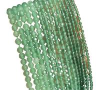 LLMWFA Perle d'espacement ronde en vrac, 2 PerIes de pierre Tourmaline colorées 3mm, perle à facettes naturelle for la fabrication bi-joux, accessoires bricolage 15''(Aventurine,2mm)