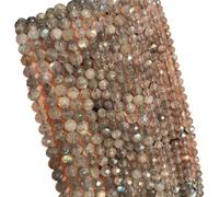 LLMWFA Perle d'espacement ronde en vrac, 2 PerIes de pierre Tourmaline colorées 3mm, perle à facettes naturelle for la fabrication bi-joux, accessoires bricolage 15''(AAA Labradorite,2mm)