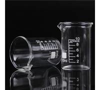 LLMWFA Verre doseur 10 ml, bécher de laboratoire chimie avec bec verseur, verrerie transparente à forme basse 1 pièce