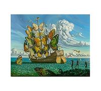 LLNN Art mural, Salvador Dali peinture papillon bateau mur photos pour salon décor à la maison peintures imprimées - prêt à accrocher 40x60 cm avec cadre