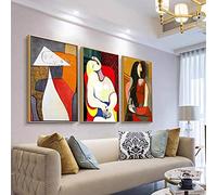 LLNN Picasso Peintures Affiches et Gravures Encadrées Mur Art Picasso Toile Image Abstraite pour La Décoration De La Maison Design 50x70cm (20x28in) x3 Avec Cadre