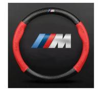 LLNOM Car Anti-slip Leather Steering Wheel Cover Compatible for BMW M Power M3 M4 M5 E36 E39 E46 E60 E90 E91 F01 F10 F15 F20 F30 G05 X1 X3 X5 X7 pompes hydrauliques(Red (BMW M))