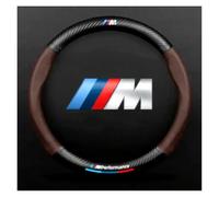 LLNOM Car Anti-slip Leather Steering Wheel Cover Compatible for BMW M Power M3 M4 M5 E36 E39 E46 E60 E90 E91 F01 F10 F15 F20 F30 G05 X1 X3 X5 X7 pompes hydrauliques(Brown (BMW M))