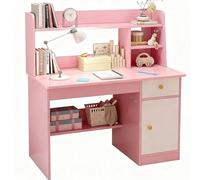 LLNWDNB Bureau avec Rangement, Bureau d'enfant avec Tiroir et Grands Placards Table d'ordinateur pour Le Travail, Les Études, La Chambre.Garçons et Filles Adolescents B,80CM