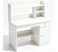 LLNWDNB Bureau d’Ordinateur Table avec Rangement 4 Étagères Tiroirs Bureau Enfant Bureau Informatique pour Salon Style Moderne Table Enfant pour Etudier Travailler White