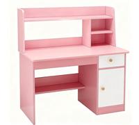 LLNWDNB Bureau Enfant avec Bibliothèque Table Enfant en Bois avec Espace de Rangement Bureau d'etude Enfants Aspect Moderne pour Chambre à Coucher, Salle de Jeux Pink