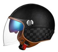 LLNWDNB Casque 3/4 Rétro Casque de Moto Casque Ouvert Casque de Scooter Homologué ECE avec Double Masque Doublure Amovible Casque Moto Demi-Coque Hommes Femmes F1,M54~57CM