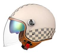 LLNWDNB Casque de Moto Rétro Casque De Moto Jet Casque Demi-Coque 3/4 avec Double Visière Certifié ECE pour Cyclomoteur Cyclomoteur Scooter Scooter Casque Demi-Coque F1,XL60~62CM