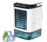 LLNWDNB Climatiseur Mobile 4-en-1 Rafraîchisseur d'air 900ML - 3 Vitesses Climatiseur Silencieux sans Évacuation Fonction Brumisation Lumière LED 7 Couleurs Climatiseur Portable pour Bureau A