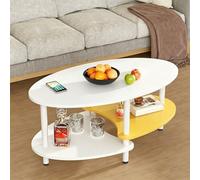 LLNWDNB Table Basse Moderne Table de Salon avec 3 Niveaux et Étagère de Rangement, Pieds en Bois Massif Table d’Appoint Bout de Canapé pour Bureau, Studio Ou Balcon D,80cm