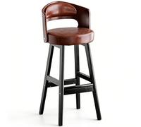 LLNWDNB Tabouret de Bar Réglable avec Dossier Ergonomique Tabouret Haut en Bois Massif Siège de Bar Confortable avec Repose-Pieds Chaise de Bar Tabouret de Cuisine pour Café et Maison A,85CM