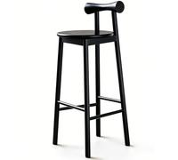 LLNWDNB Tabourets de Bar en Bois Massif Chaise de Comptoir avec Dossier Courbé Siège Large Coussin Accoudoir Pédale Chaises Bar Cuisine Charge Max 150Kg pour Cuisine Restaurant C,65CM