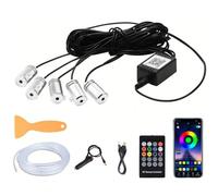 LLNWYGEB Intérieur De Voiture Ambiant RGB LED Bande Lumineuse Kit De Bricolage Application Contrôle Bluetooth Atmosphère Optique Lampe Flexible Décorative,5 in 1