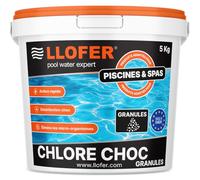 Llofer - Chlore Choc Piscine Granulés 5kg - Désinfection Rapide et Efficace - Traitement Choc Eau Verte - Compatible Tous Types de Piscines - 55% en Chlore Actif
