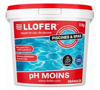 LLOFER - Poudre pH Moins (Baisse Le PH) - 5kg - Réducteur pH pour Piscine et Spa - Améliore la Qualité de l'eau - Correcteur de pH - Bénéfique pour la Santé