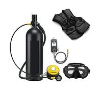 LLOOPK Bouteille de plongée, 2L Plongée Respirateur Équipement De Bouteille en Aluminium Gaz Adulte Natation Apnée Tuba Manomètre Résiduel(Zwart,B)