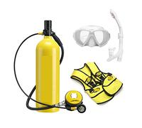 LLOOPK Bouteille de plongée, 2L Plongée Respirateur Équipement De Bouteille en Aluminium Gaz Adulte Natation Apnée Tuba Manomètre Résiduel(Giallo,C)