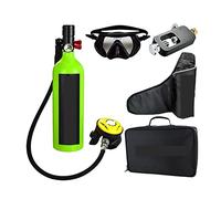 LLOOPK Bouteille de plongée, Respirateur De Plongée Portable Loisirs en Plein Air Style Adulte Équipé d'une Bouteille D'oxygène Capacité 1L(Green Set D)