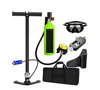 LLOOPK Bouteille de plongée, Respirateur De Plongée Portable Loisirs en Plein Air Style Adulte Équipé d'une Bouteille D'oxygène Capacité 1L(Green Set F)